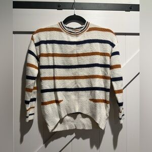 Charlotte Russe Striped Sweater - Cream, Brown, and Black